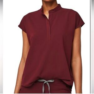 Figs Rafaela Oversized Scrub Top in Burgundy Size L